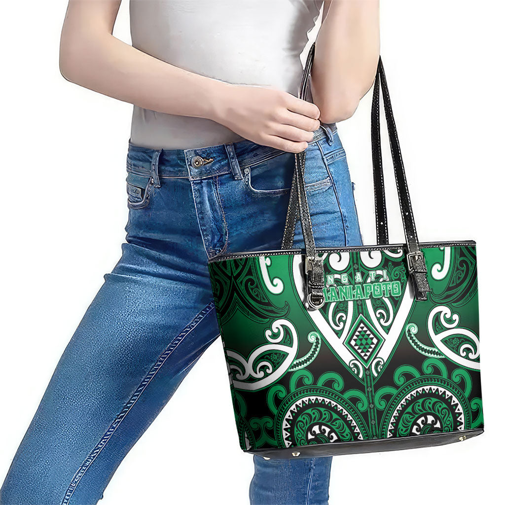 Aotearoa Ngati Maniapoto Leather Tote Bag Maori Tribal Pattern