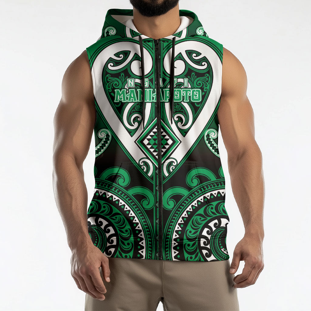 Custom Aotearoa Ngati Maniapoto Sleeveless Zip Hoodie Maori Tribal Pattern