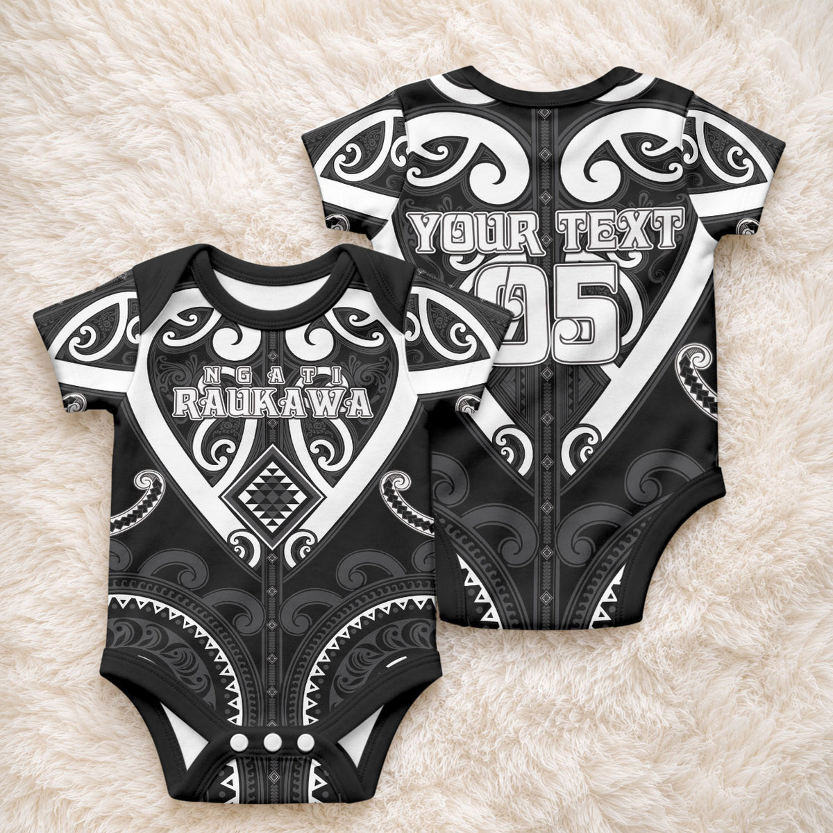 Custom Aotearoa Ngati Raukawa Baby Onesie Maori Tribal Pattern LT05 - Polynesian Pride