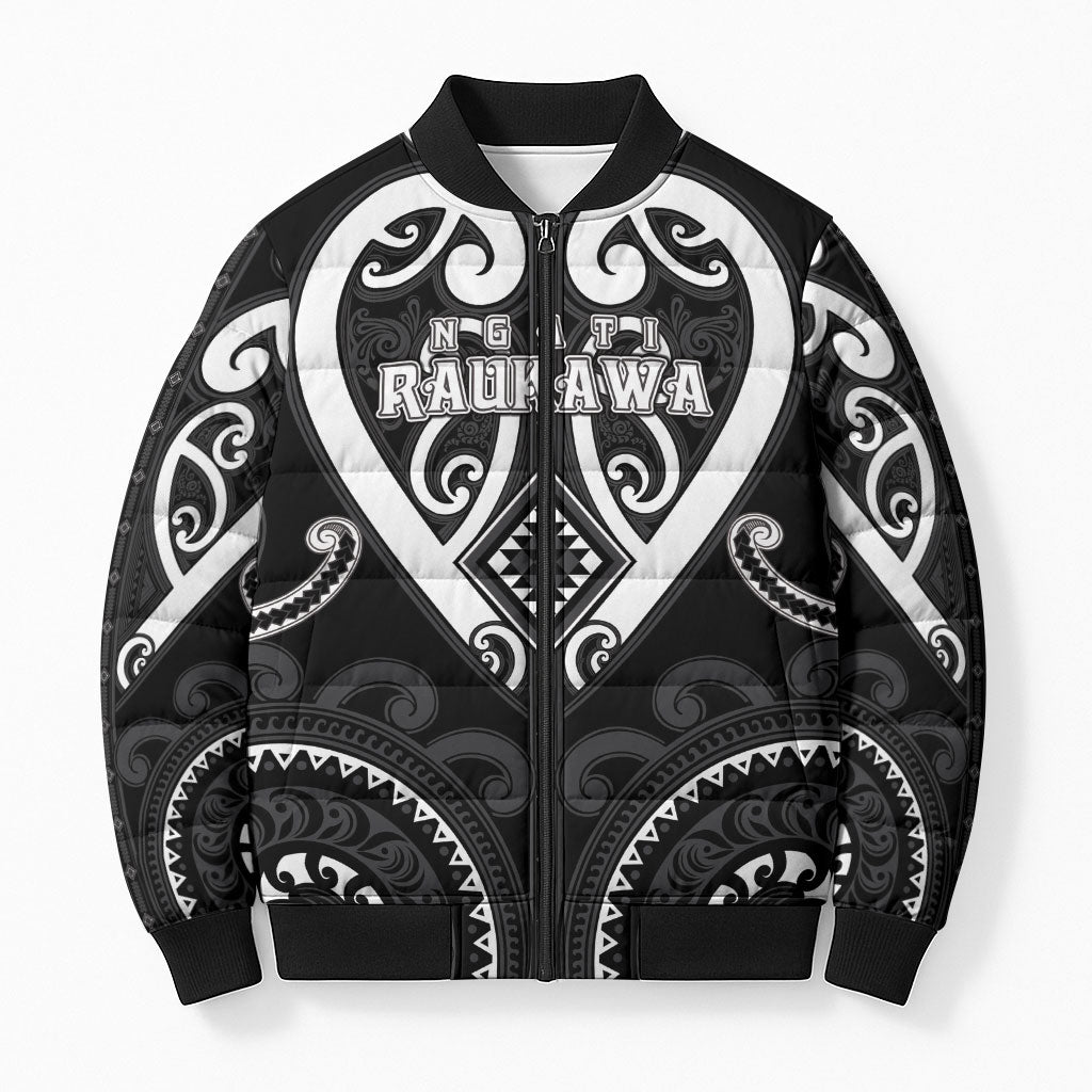 Custom Aotearoa Ngati Raukawa Bomber Puffer Jacket Maori Tribal Pattern