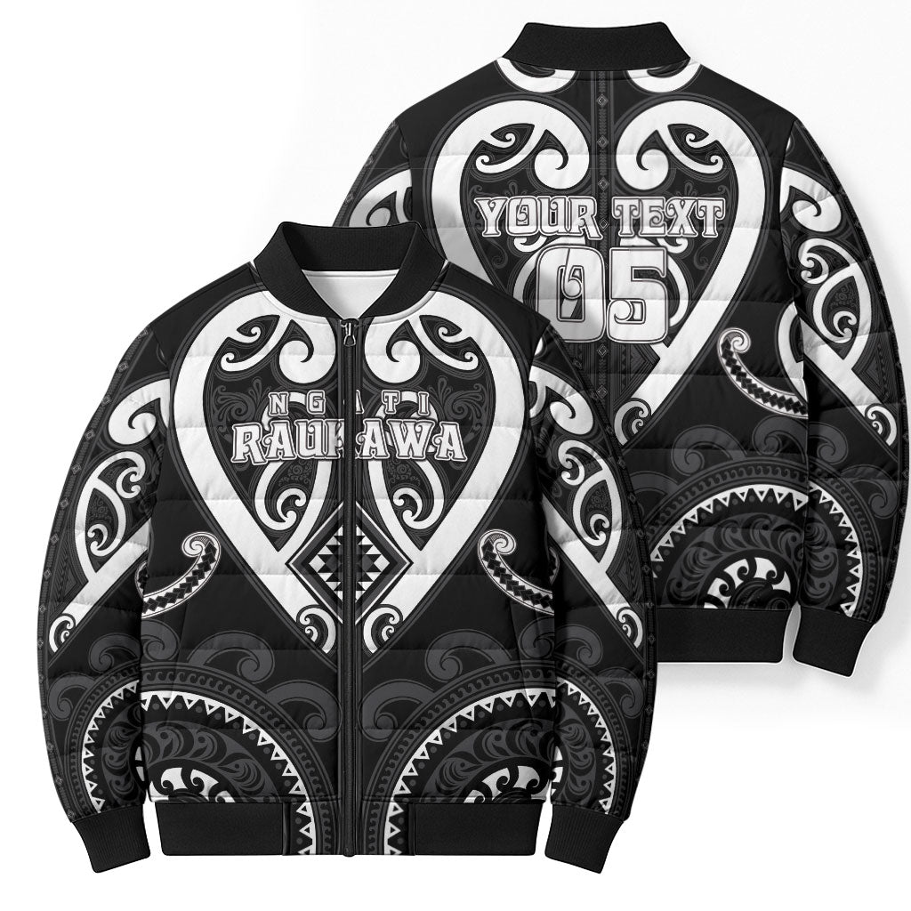 Custom Aotearoa Ngati Raukawa Bomber Puffer Jacket Maori Tribal Pattern