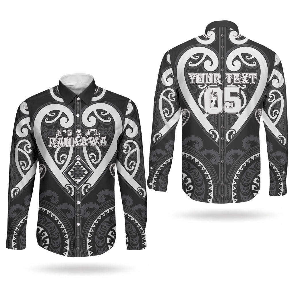 Custom Aotearoa Ngati Raukawa Couples Matching Off The Shoulder Long Sleeve Dress and Long Sleeve Button Shirt Maori Tribal Pattern