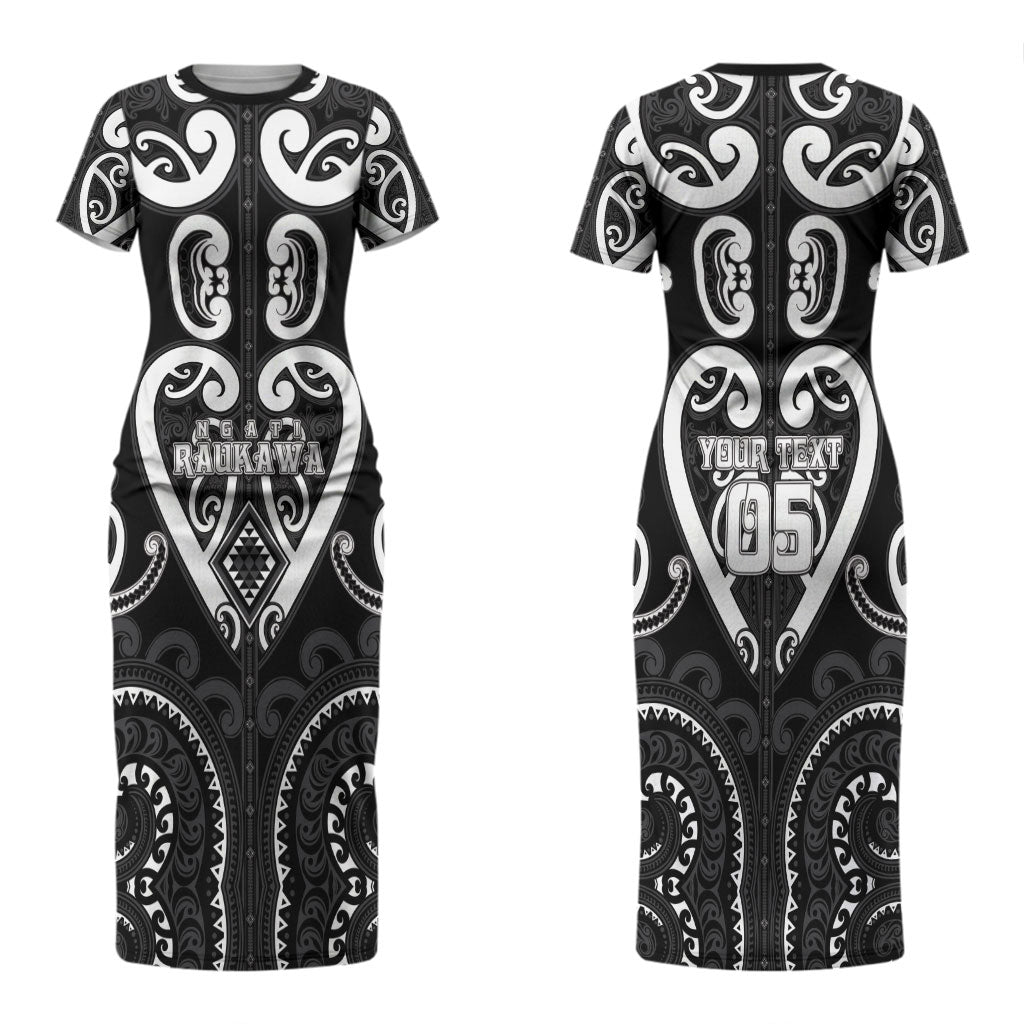Custom Aotearoa Ngati Raukawa Couples Matching Short Sleeve Bodycon Dress and Long Sleeve Button Shirt Maori Tribal Pattern
