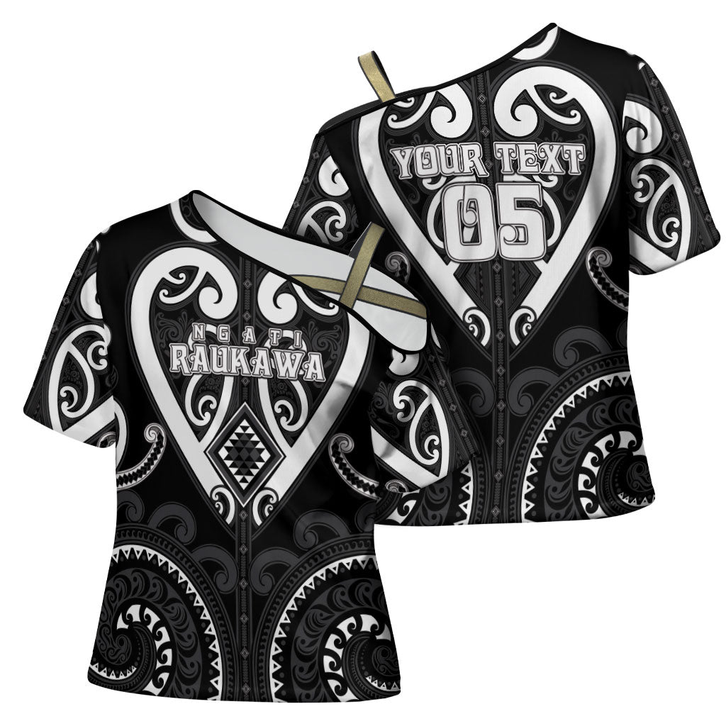 Custom Aotearoa Ngati Raukawa Cross Shoulder Shirt Maori Tribal Pattern