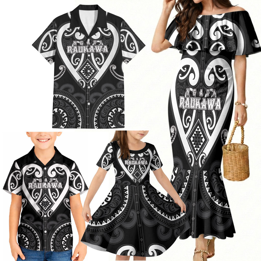 Custom Aotearoa Ngati Raukawa Family Matching Mermaid Dress and Hawaiian Shirt Maori Tribal Pattern LT05 - Polynesian Pride