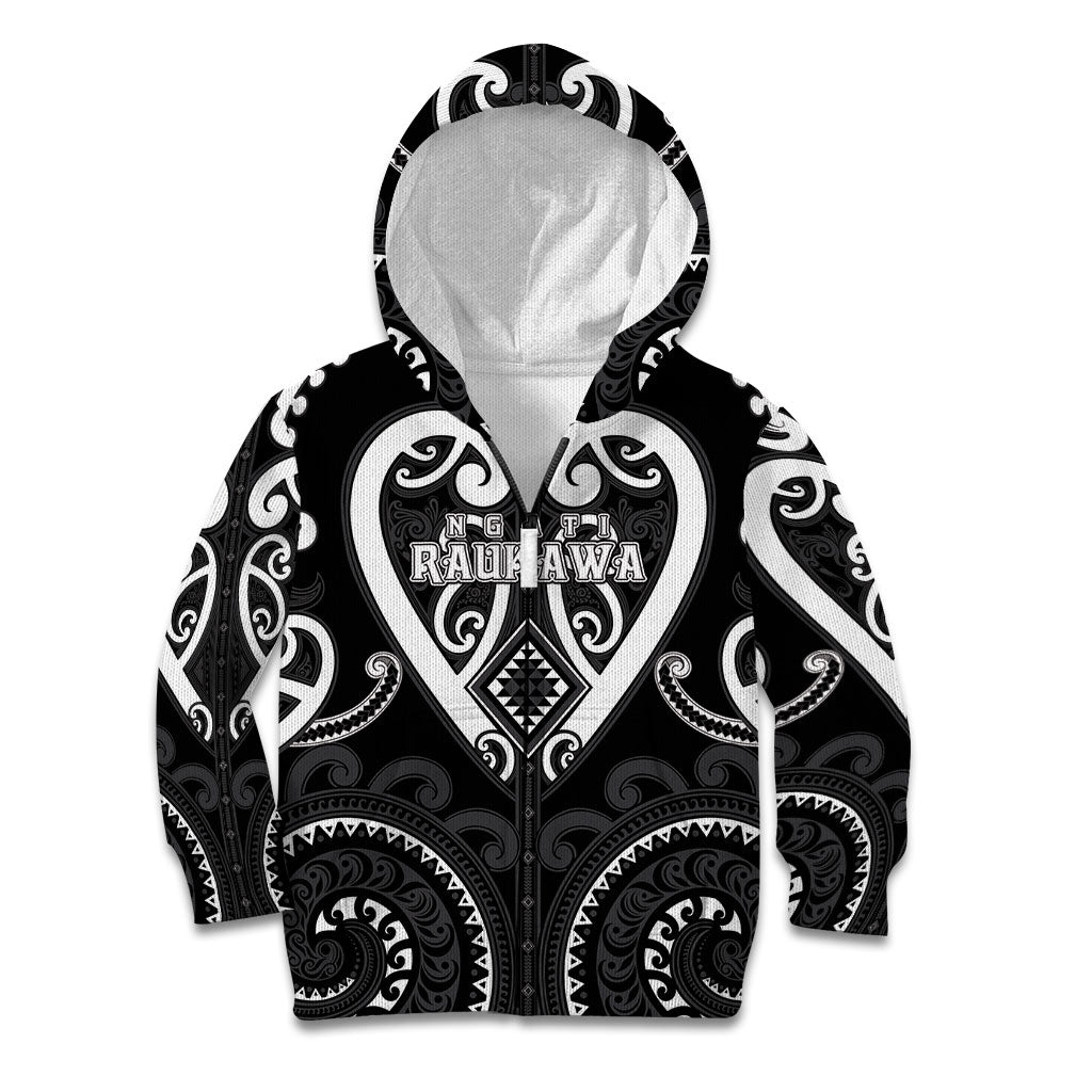 Custom Aotearoa Ngati Raukawa Kid Hoodie Maori Tribal Pattern