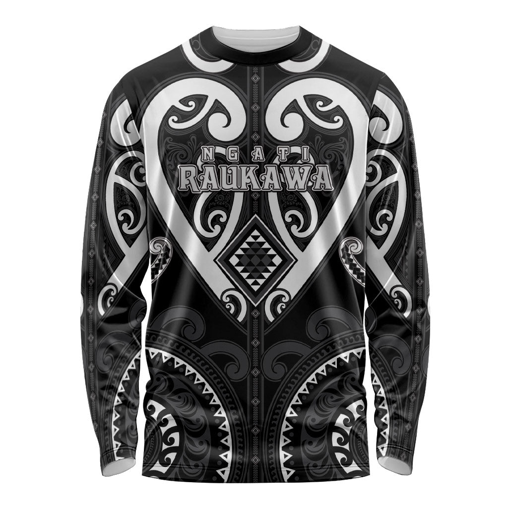 Custom Aotearoa Ngati Raukawa Long Sleeve Shirt Maori Tribal Pattern
