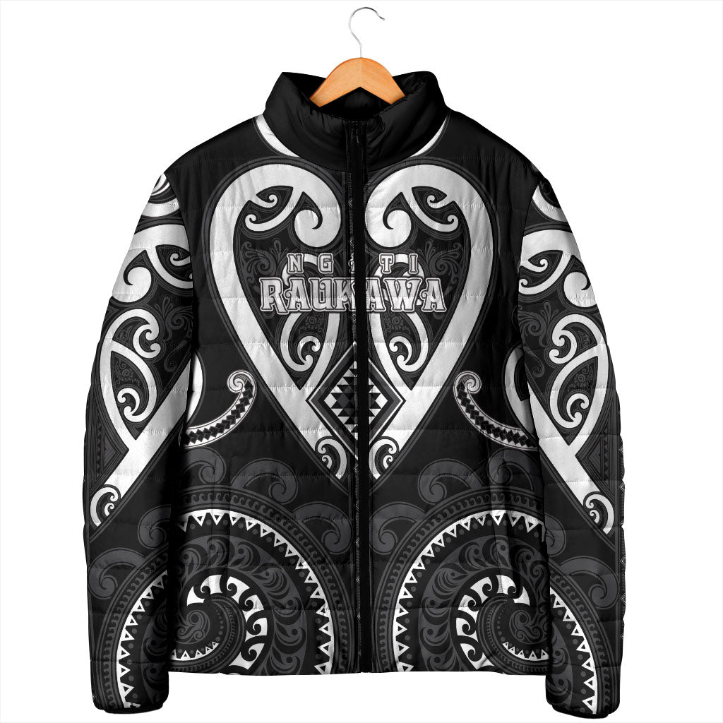 Custom Aotearoa Ngati Raukawa Padded Jacket Maori Tribal Pattern