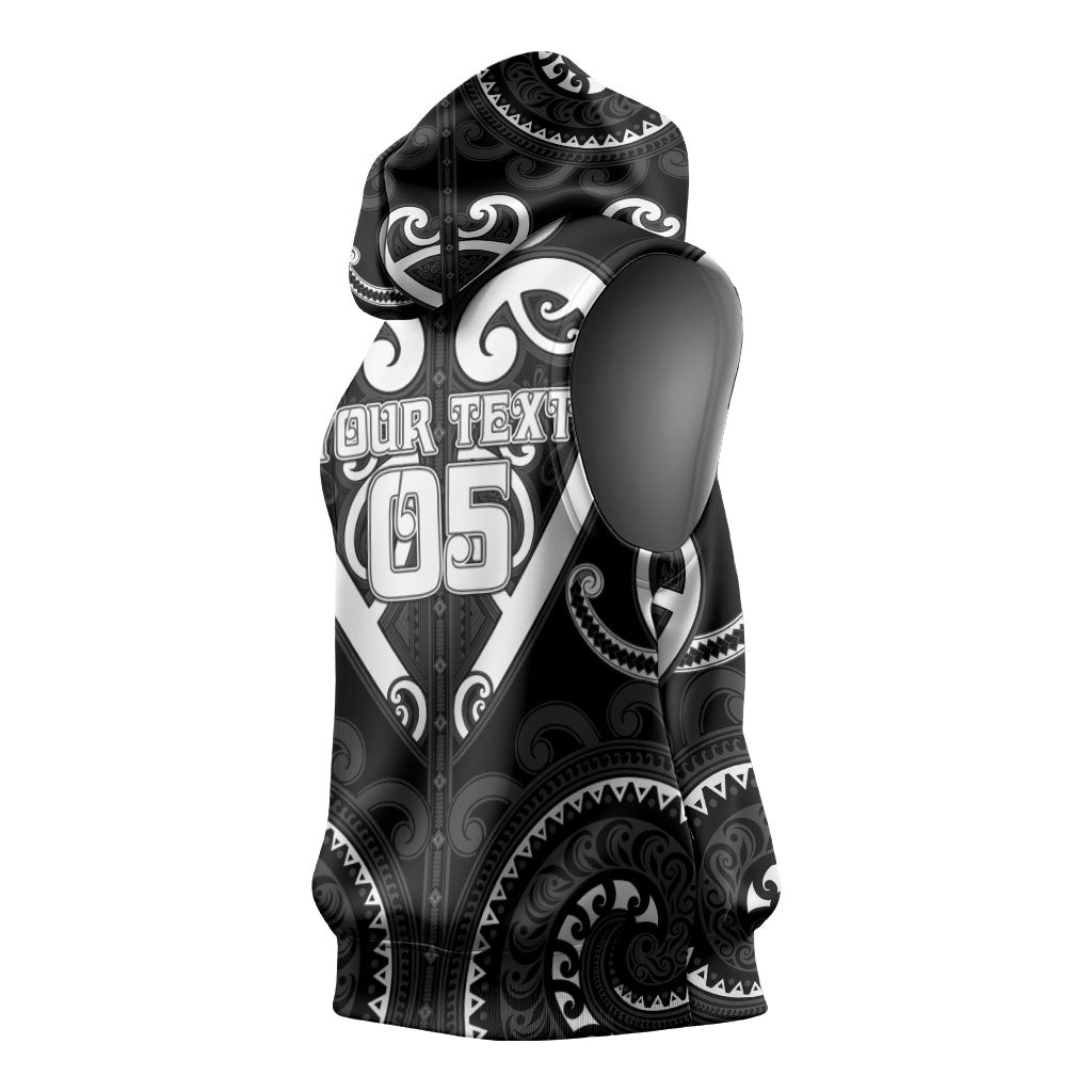 Custom Aotearoa Ngati Raukawa Sleeveless Hoodie Maori Tribal Pattern