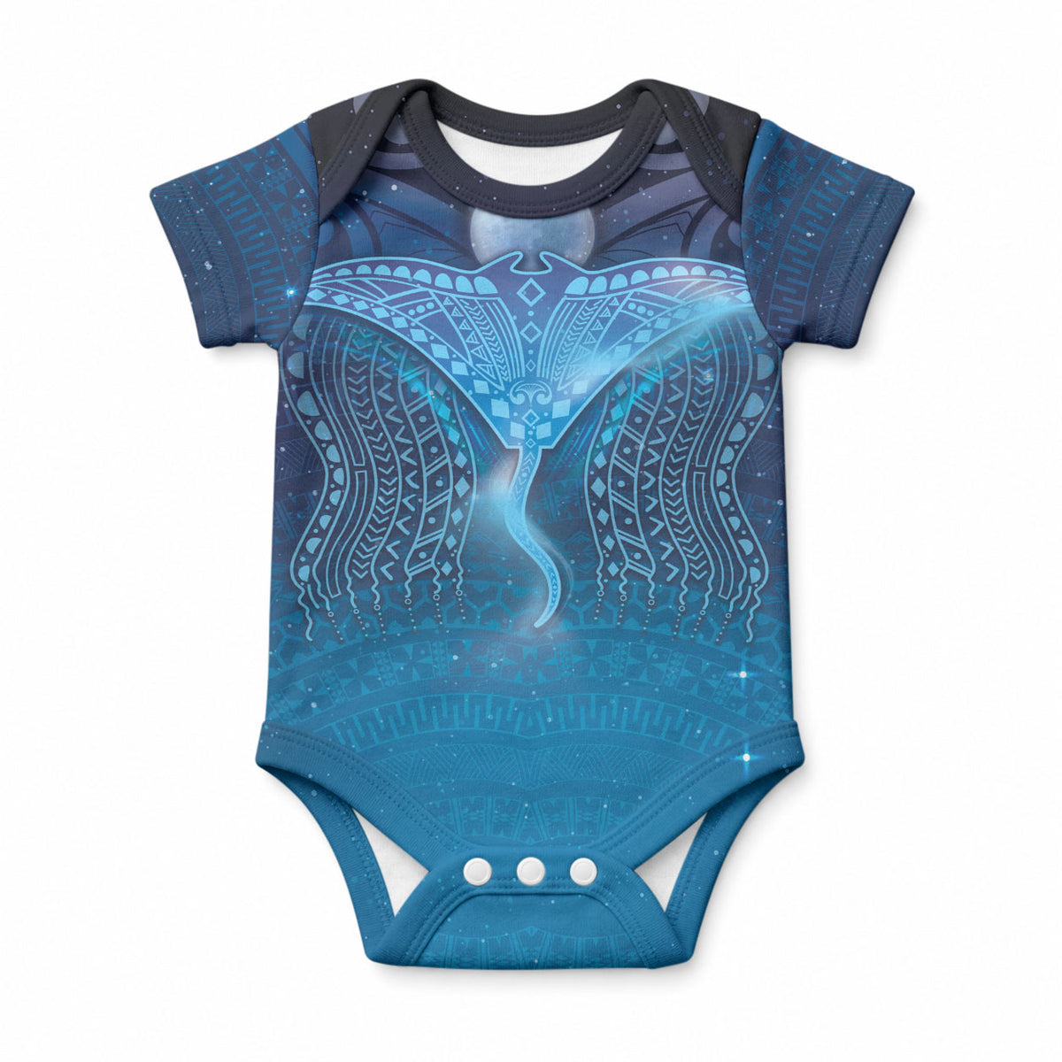 Polynesia Manta Ray Baby Onesie Let's The Sea Set You Free LT05 Blue - Polynesian Pride