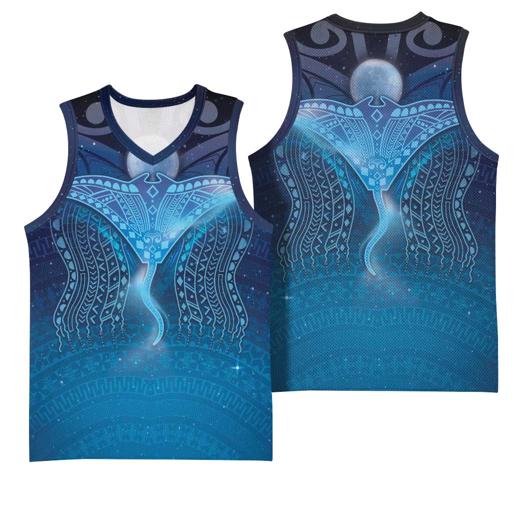 Polynesia Manta Ray Basketball Jersey Let's The Sea Set You Free - Polynesian Pride