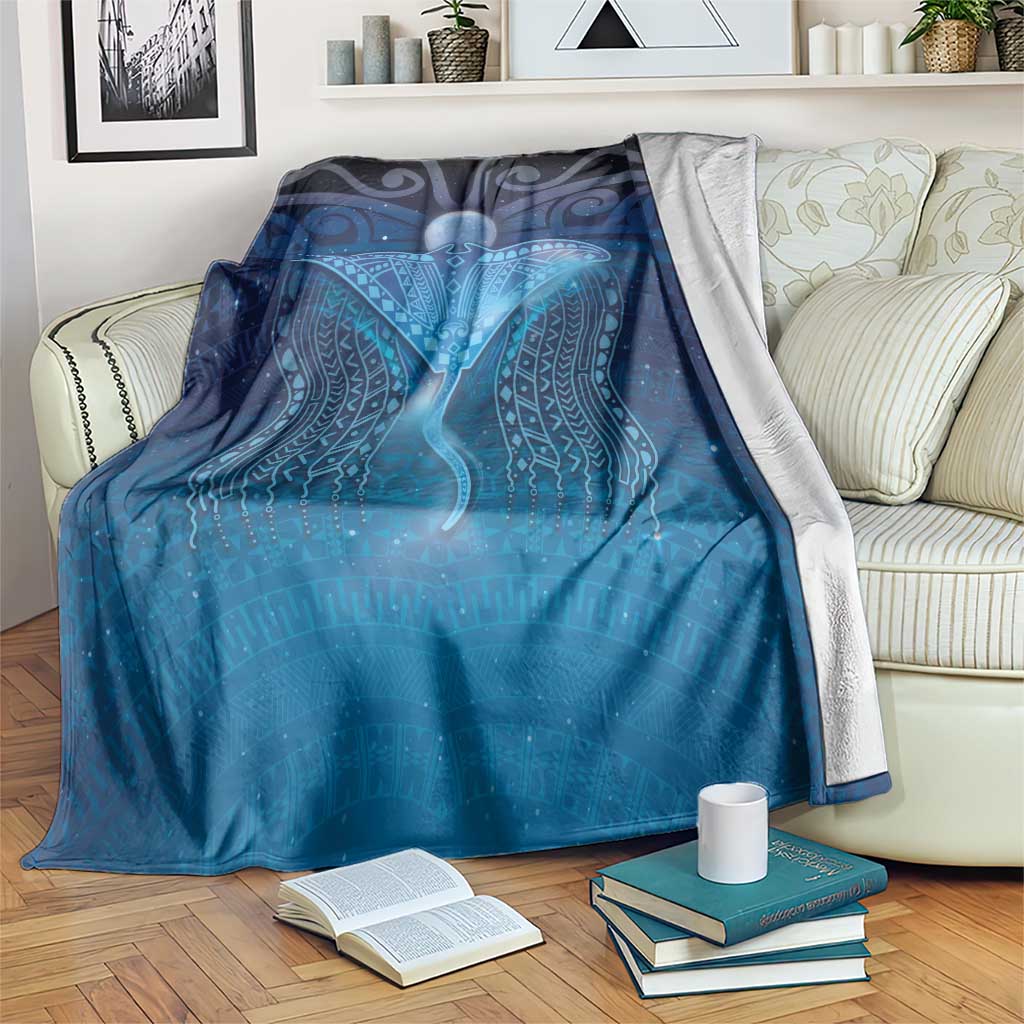 Polynesia Manta Ray Blanket Let's The Sea Set You Free LT05 Blue - Polynesian Pride