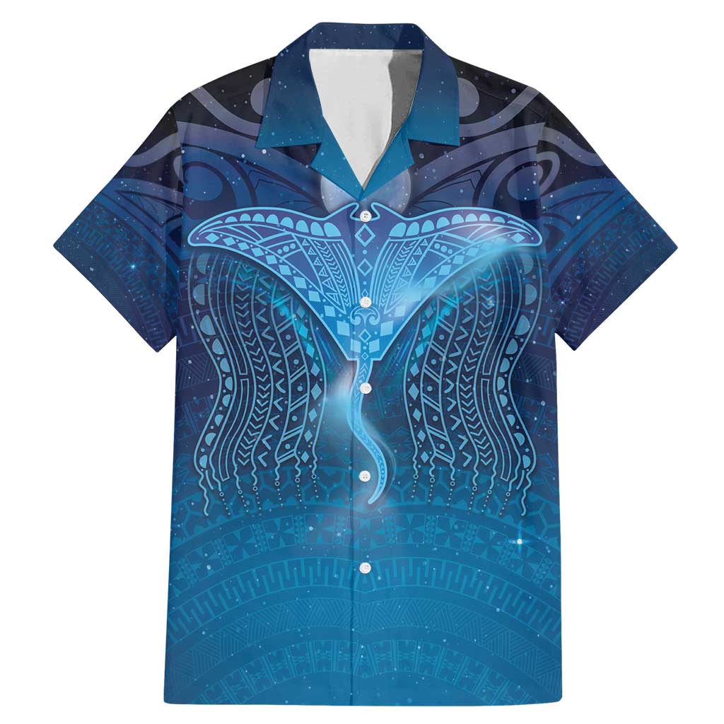 Polynesia Manta Ray Family Matching Mermaid Dress and Hawaiian Shirt Let's The Sea Set You Free LT05 Dad's Shirt - Short Sleeve Blue - Polynesian Pride