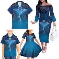 Polynesia Manta Ray Family Matching Off The Shoulder Long Sleeve Dress and Hawaiian Shirt Let's The Sea Set You Free LT05 - Polynesian Pride