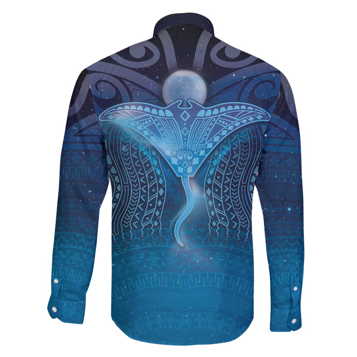Polynesia Manta Ray Family Matching Off The Shoulder Long Sleeve Dress and Hawaiian Shirt Let's The Sea Set You Free LT05 - Polynesian Pride