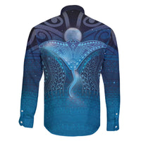Polynesia Manta Ray Family Matching Off The Shoulder Long Sleeve Dress and Hawaiian Shirt Let's The Sea Set You Free LT05 - Polynesian Pride