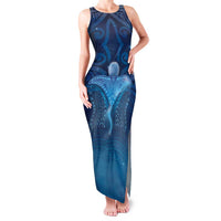 Polynesia Manta Ray Family Matching Tank Maxi Dress and Hawaiian Shirt Let's The Sea Set You Free LT05 Mom's Dress Blue - Polynesian Pride