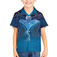 Polynesia Manta Ray Family Matching Tank Maxi Dress and Hawaiian Shirt Let's The Sea Set You Free LT05 Son's Shirt Blue - Polynesian Pride