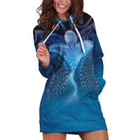 Polynesia Manta Ray Hoodie Dress Let's The Sea Set You Free LT05 Blue - Polynesian Pride
