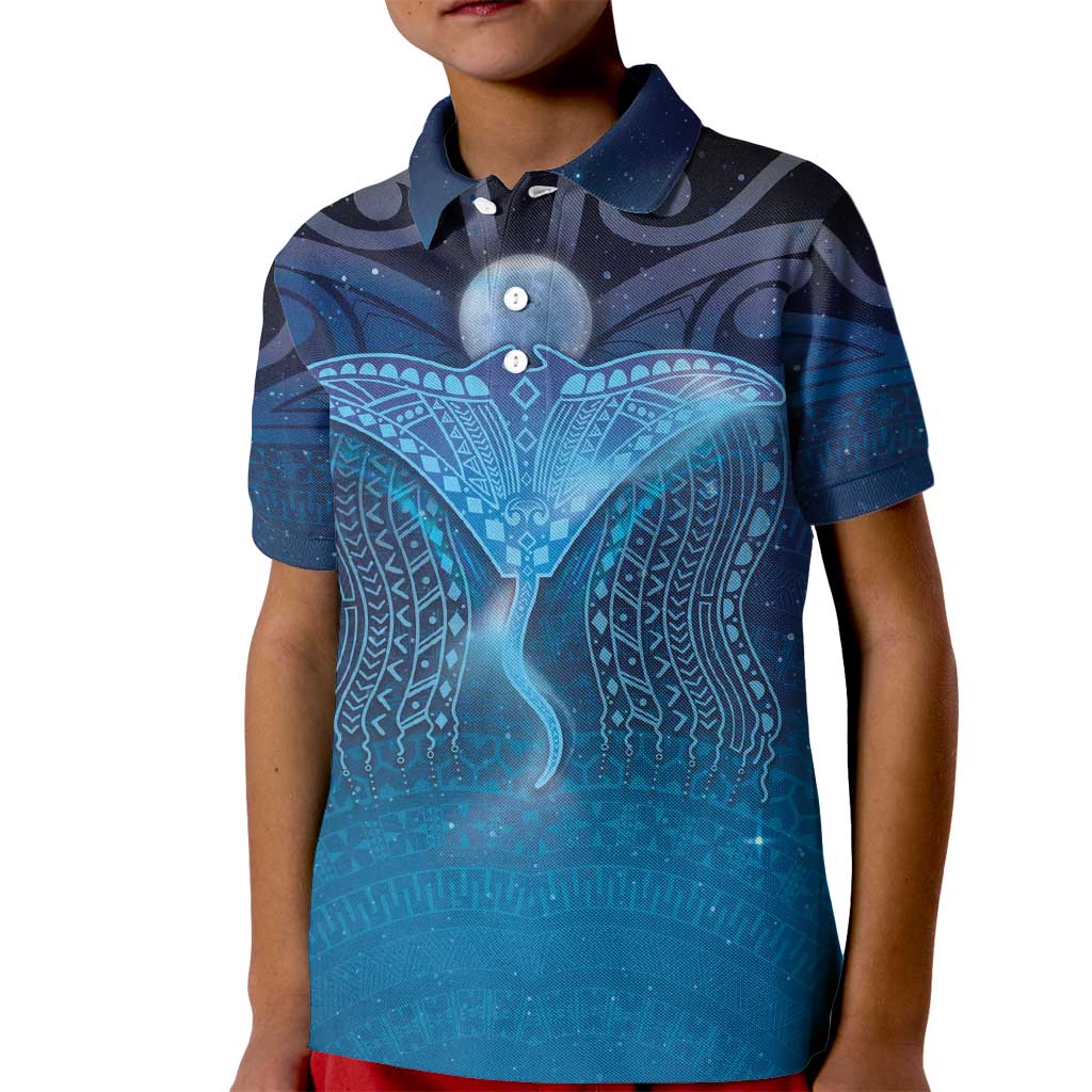 Polynesia Manta Ray Kid Polo Shirt Let's The Sea Set You Free LT05 Kid Blue - Polynesian Pride