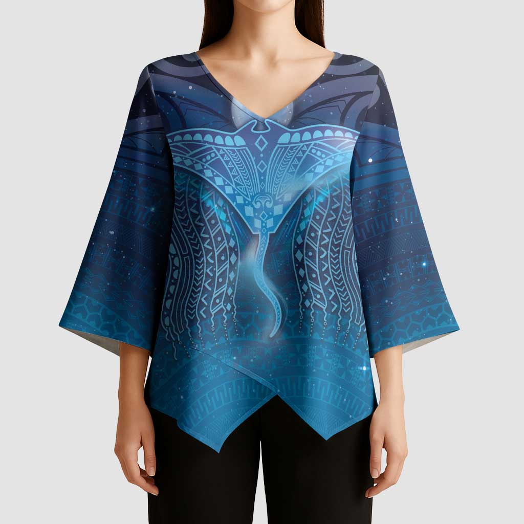 Polynesia Manta Ray Kimono Sleeve Blouse Let's The Sea Set You Free - Polynesian Pride