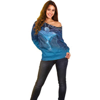 Polynesia Manta Ray Off Shoulder Sweater Let's The Sea Set You Free - Polynesian Pride