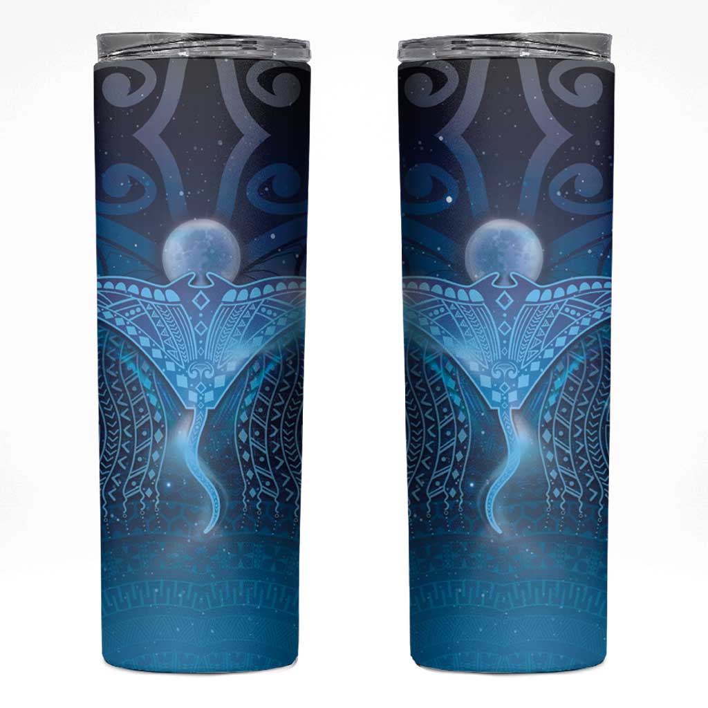 Polynesia Manta Ray Skinny Tumbler Let's The Sea Set You Free LT05 Blue - Polynesian Pride