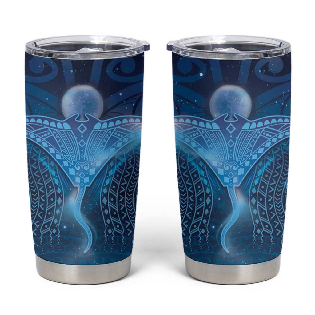 Polynesia Manta Ray Tumbler Cup Let's The Sea Set You Free LT05 Blue - Polynesian Pride