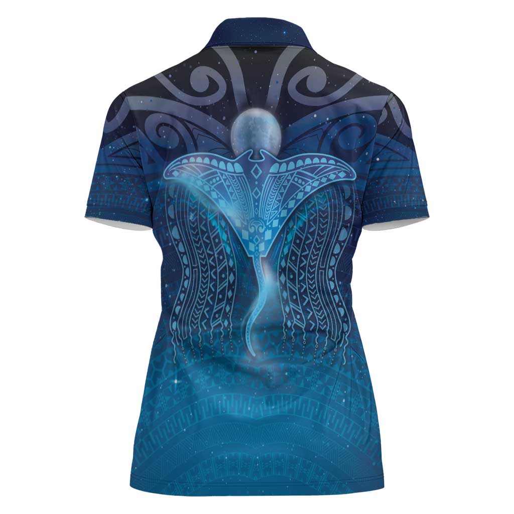 Polynesia Manta Ray Women Polo Shirt Let's The Sea Set You Free LT05 - Polynesian Pride