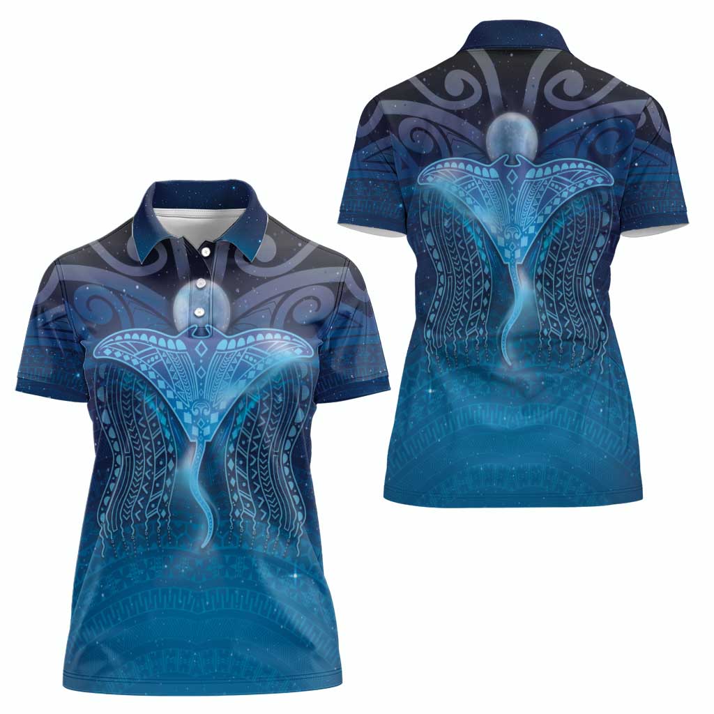 Polynesia Manta Ray Women Polo Shirt Let's The Sea Set You Free LT05 - Polynesian Pride