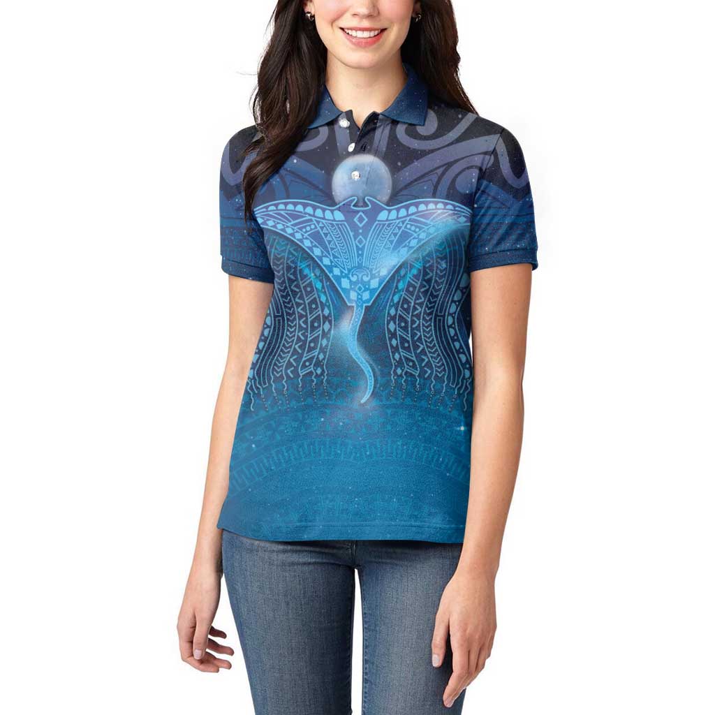 Polynesia Manta Ray Women Polo Shirt Let's The Sea Set You Free LT05 - Polynesian Pride