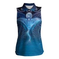 Polynesia Manta Ray Women Sleeveless Polo Shirt Let's The Sea Set You Free - Polynesian Pride