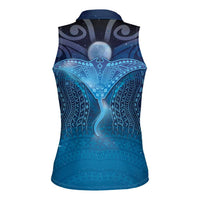 Polynesia Manta Ray Women Sleeveless Polo Shirt Let's The Sea Set You Free - Polynesian Pride