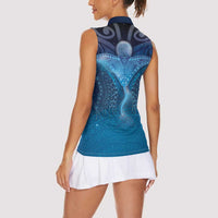 Polynesia Manta Ray Women Sleeveless Polo Shirt Let's The Sea Set You Free - Polynesian Pride