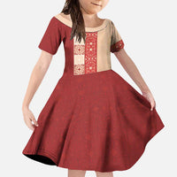 Papua New Guinea Family Matching Mermaid Dress and Hawaiian Shirt Oro Tapa Pattern LT05 Daughter's Dress Beige - Polynesian Pride