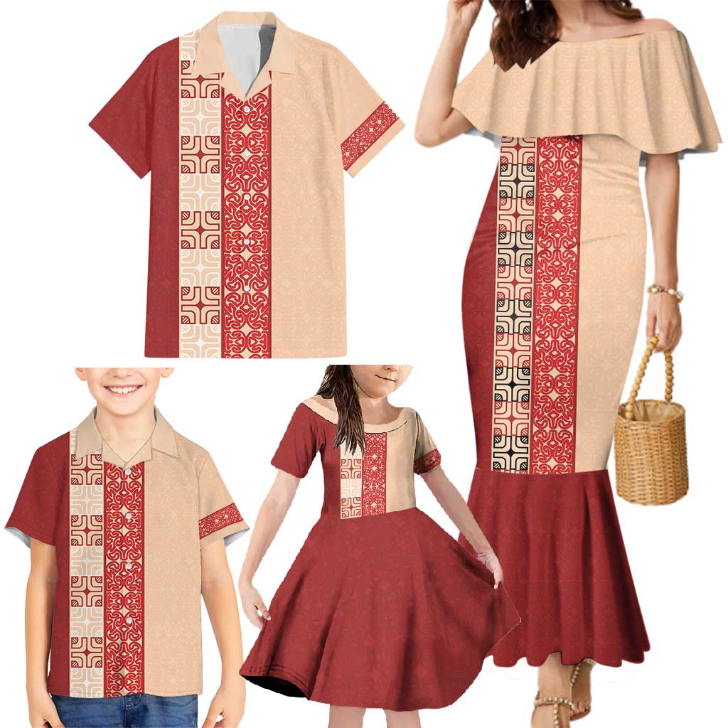Papua New Guinea Family Matching Mermaid Dress and Hawaiian Shirt Oro Tapa Pattern LT05 - Polynesian Pride