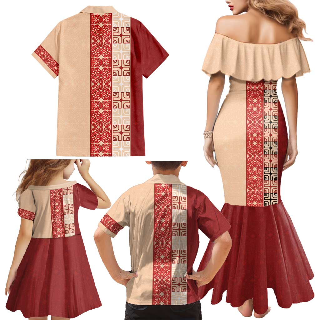 Papua New Guinea Family Matching Mermaid Dress and Hawaiian Shirt Oro Tapa Pattern LT05 - Polynesian Pride