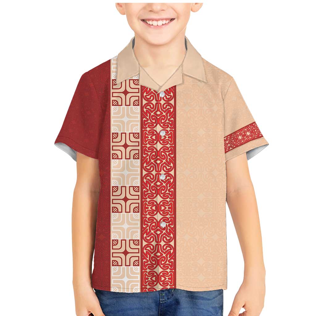 Papua New Guinea Family Matching Mermaid Dress and Hawaiian Shirt Oro Tapa Pattern LT05 Son's Shirt Beige - Polynesian Pride