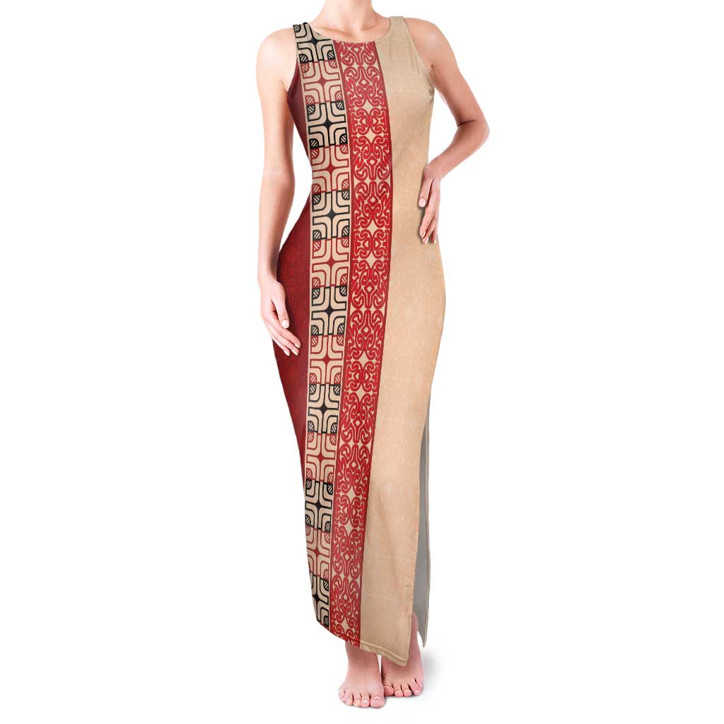 Papua New Guinea Family Matching Tank Maxi Dress and Hawaiian Shirt Oro Tapa Pattern