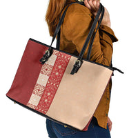 Papua New Guinea Leather Tote Bag Oro Tapa Pattern