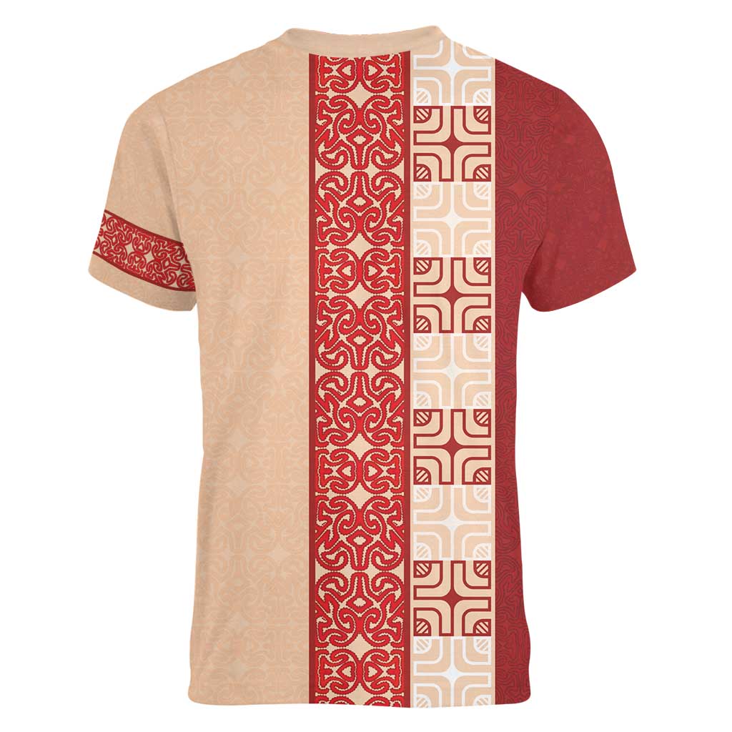 Papua New Guinea Women V-Neck T-Shirt Oro Tapa Pattern
