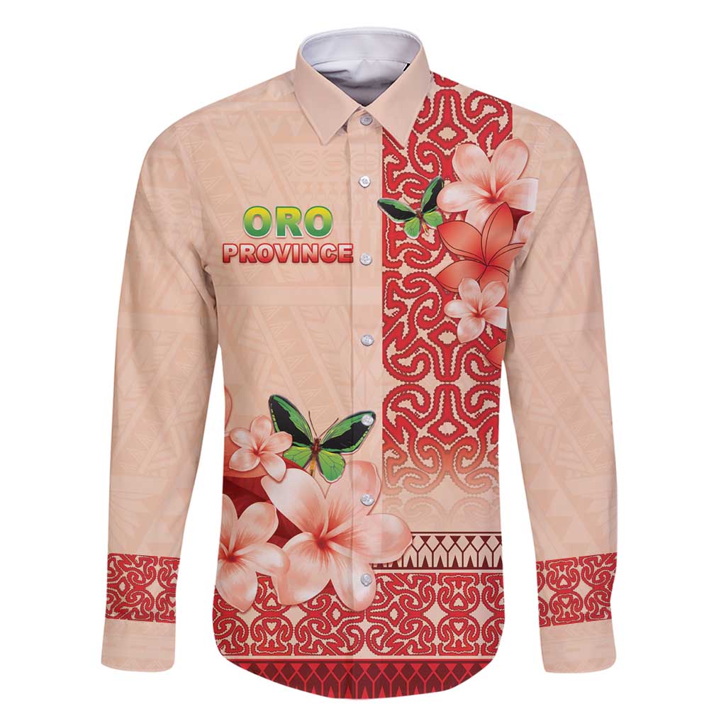 Papua New Guinea Oro Province Family Matching Long Sleeve Bodycon Dress and Hawaiian Shirt Oro Birdwing Butterfly LT05 Dad's Shirt - Long Sleeve Beige - Polynesian Pride