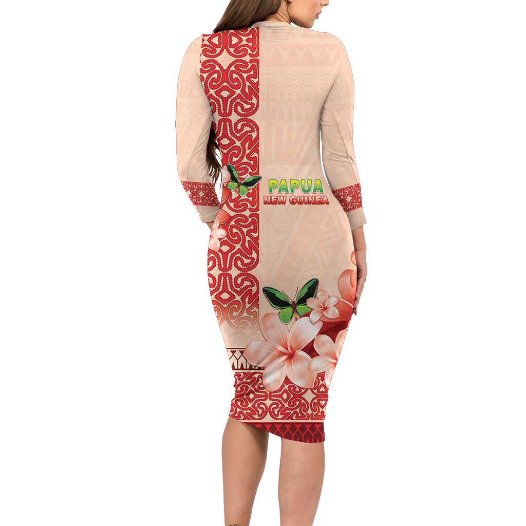 Papua New Guinea Oro Province Family Matching Long Sleeve Bodycon Dress and Hawaiian Shirt Oro Birdwing Butterfly LT05 - Polynesian Pride