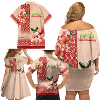 Papua New Guinea Oro Province Family Matching Off Shoulder Short Dress and Hawaiian Shirt Oro Birdwing Butterfly LT05 - Polynesian Pride