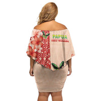 Papua New Guinea Oro Province Family Matching Off Shoulder Short Dress and Hawaiian Shirt Oro Birdwing Butterfly LT05 - Polynesian Pride