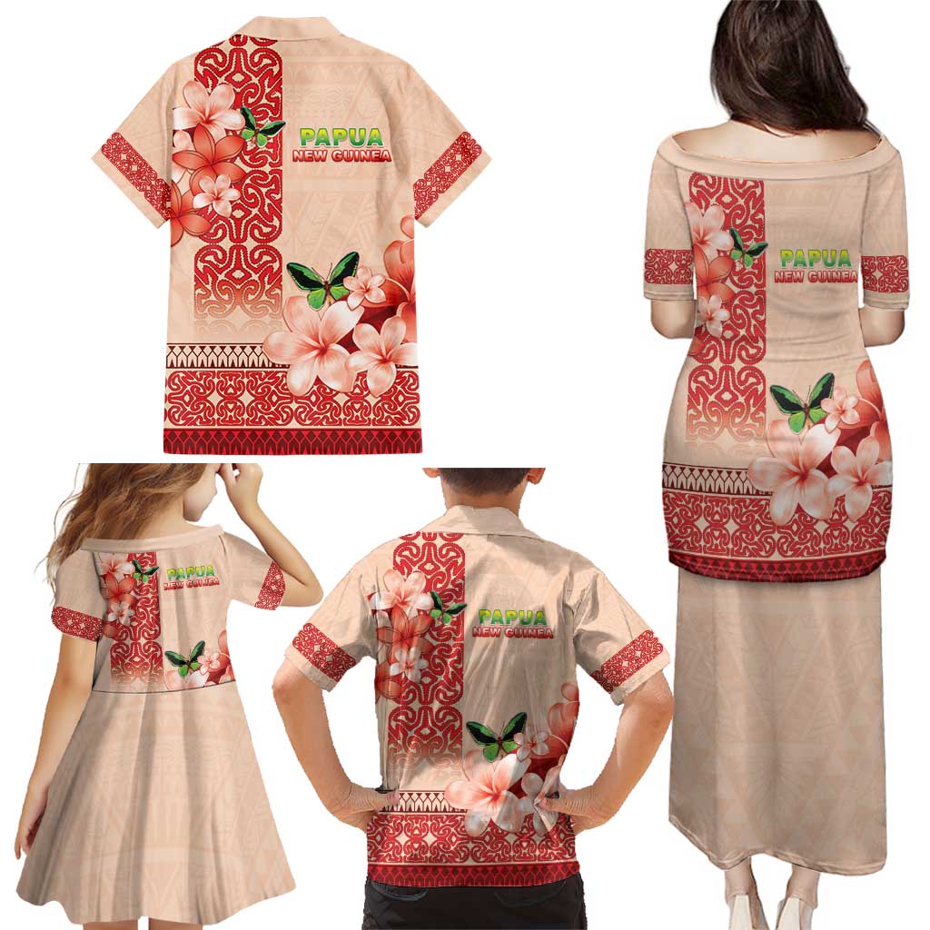 Papua New Guinea Oro Province Family Matching Puletasi and Hawaiian Shirt Oro Birdwing Butterfly LT05 - Polynesian Pride
