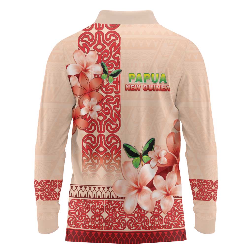 Papua New Guinea Oro Province Long Sleeve Polo Shirt Oro Birdwing Butterfly