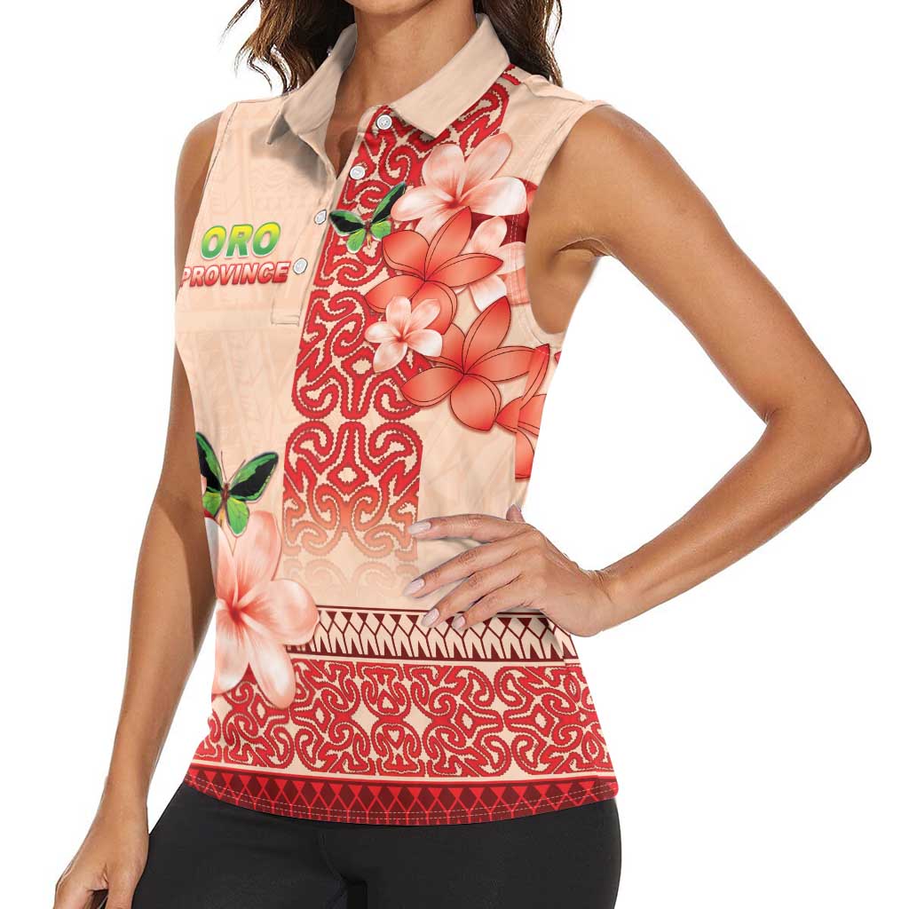Papua New Guinea Oro Province Women Sleeveless Polo Shirt Oro Birdwing Butterfly
