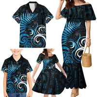 New Zealand Sea Week Family Matching Mermaid Dress and Hawaiian Shirt Maori Wave Pattern Ocean Blue LT05 - Polynesian Pride