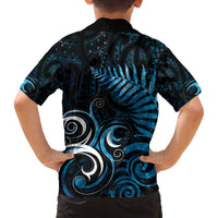 New Zealand Sea Week Family Matching Off The Shoulder Long Sleeve Dress and Hawaiian Shirt Maori Wave Pattern Ocean Blue LT05 - Polynesian Pride